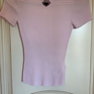 Light Pink Ribbed Knit Top